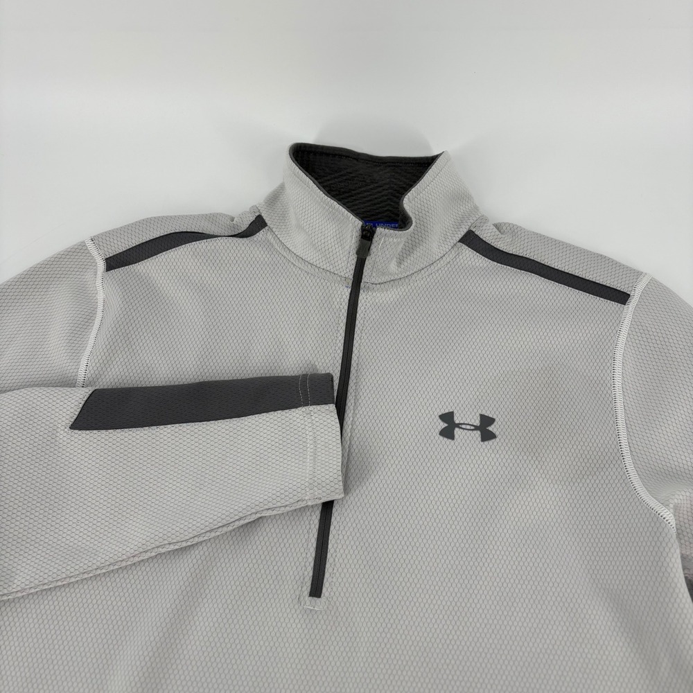 Under Armour Mens ColdGear 1/4 Zip Pullover Light Gray Charcoal MD Loose Fit